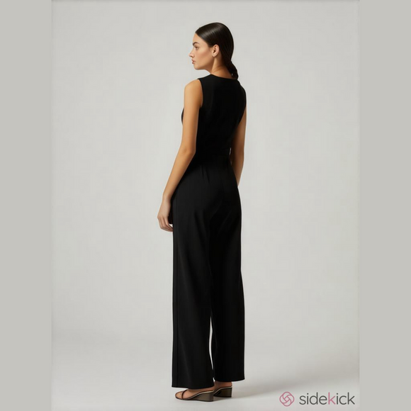 JNSQ Black Hermine Sleeveless Jumpsuit, Pearl Detail, Size 8 NWT - Picture 1 of 9